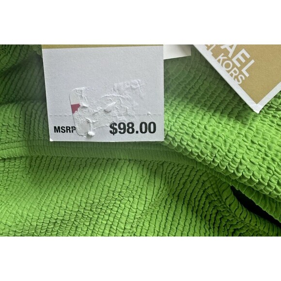 MICHAEL Michael Kors Women's Ribbed One-Shoulder Side-Cutout Swimsuit Green 6 - Picture 8 of 9